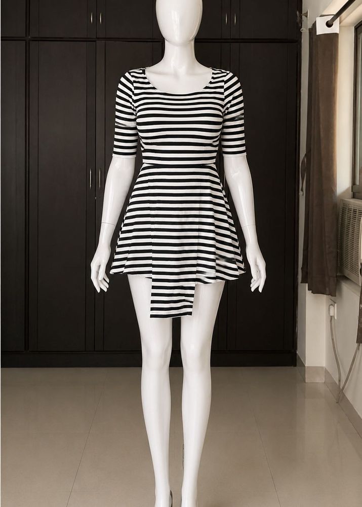 Striped Fit and Flare Mini Dress