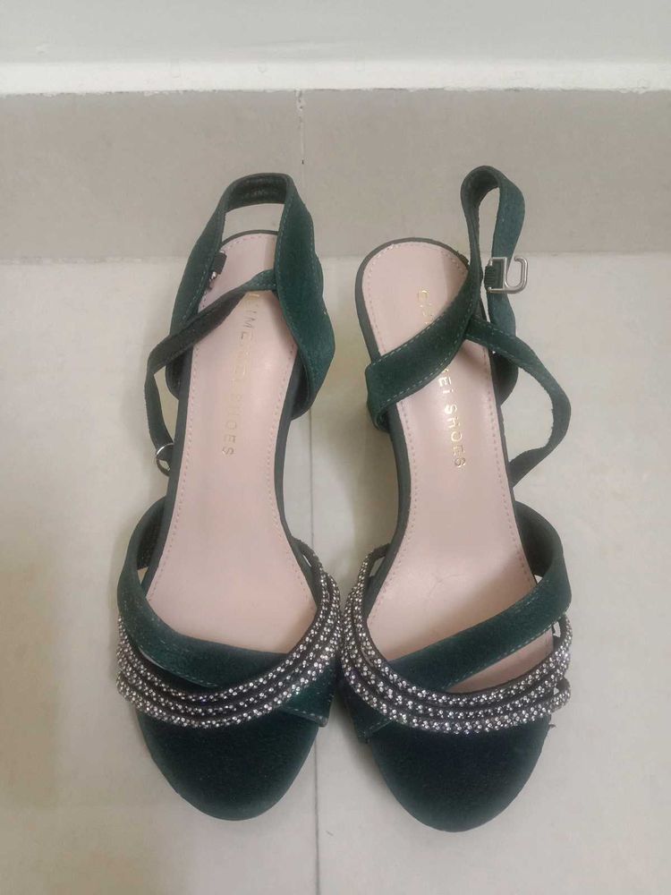 Emerald Green Embellished Heels