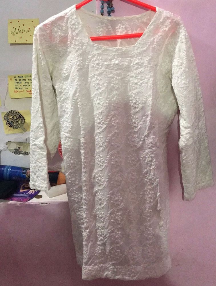 White Chikan Kurti