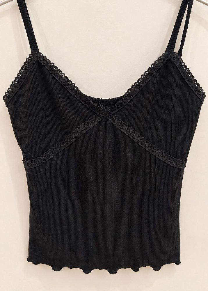 Black Lace Trim Cami Top