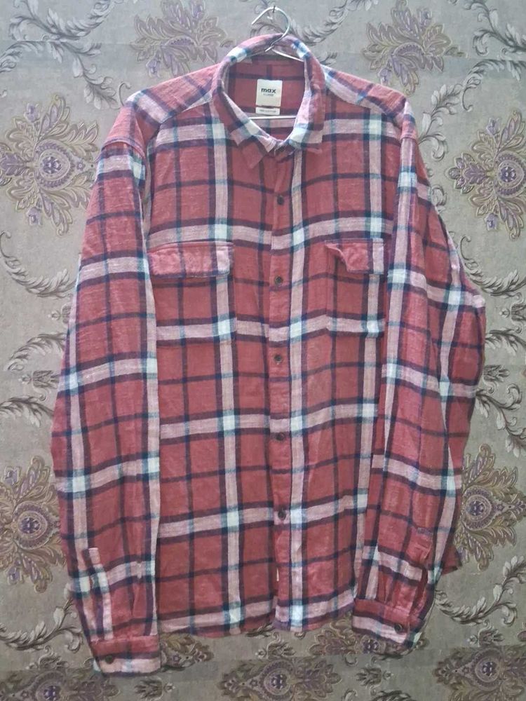 Men's Red Plaid Long Sleeve Shirt of 1