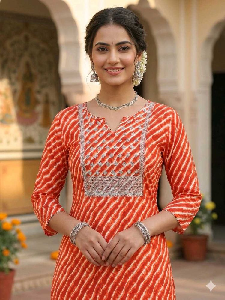 Rayon Leheriya Kurti with Sequins work