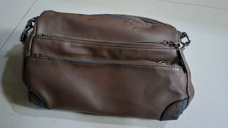 Brown Faux Leather Crossbody Bag