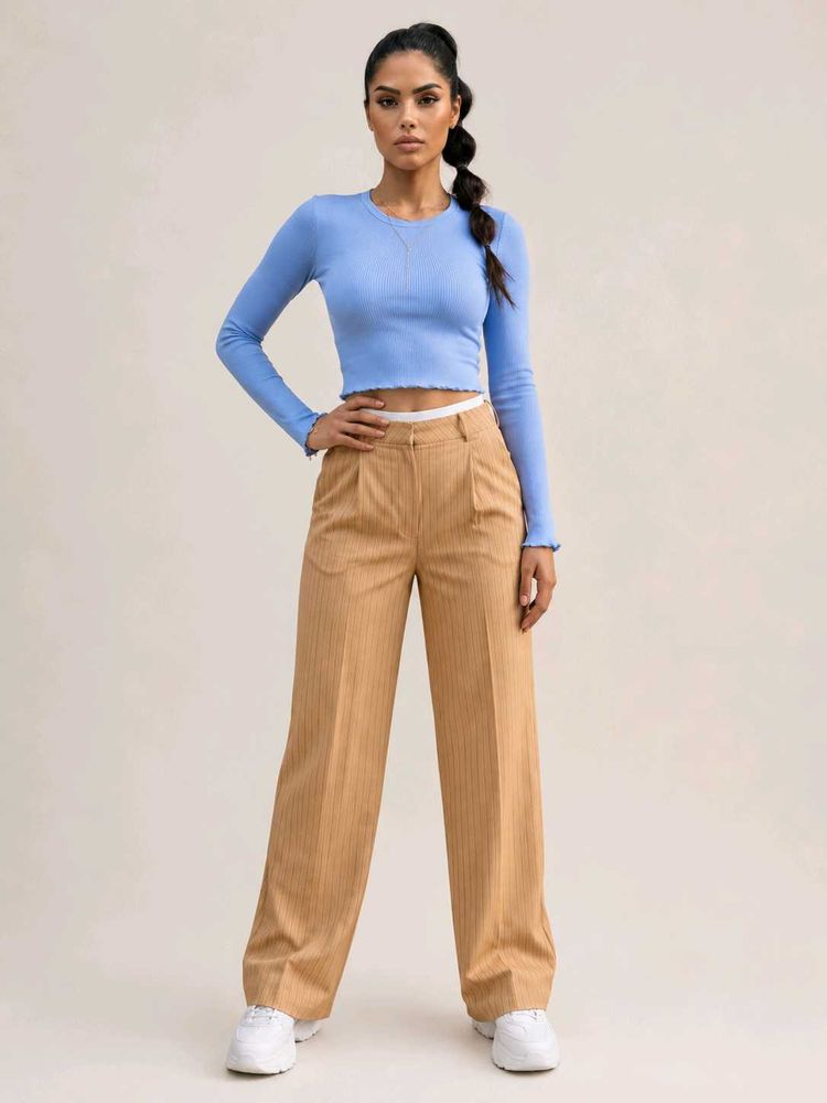 Striped Wide-Leg Trousers