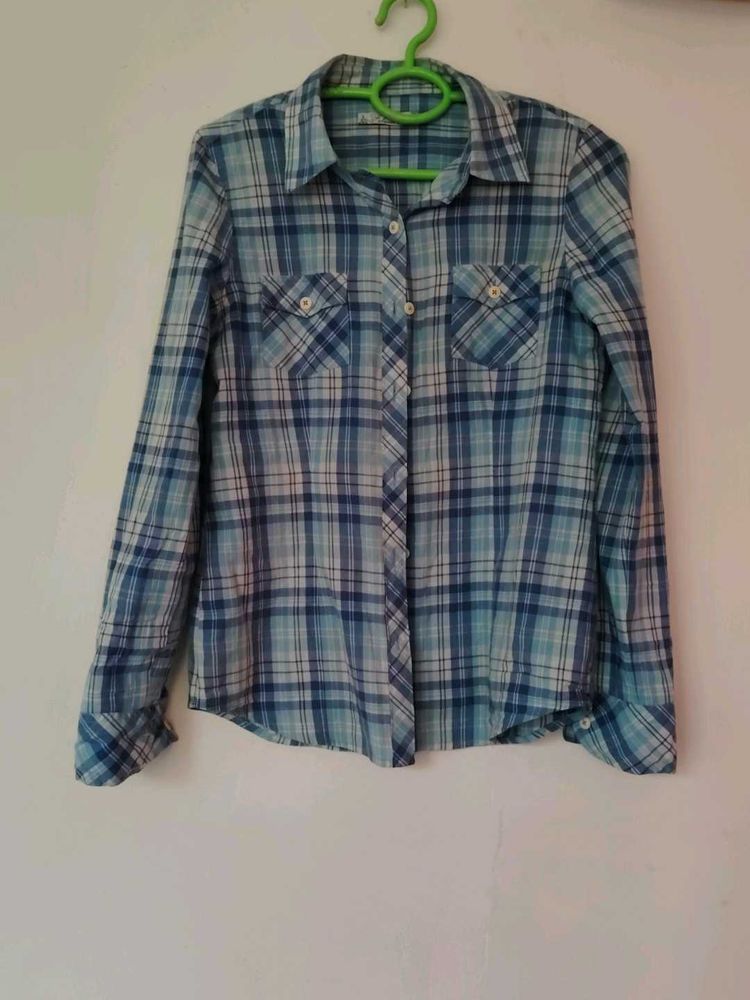 Blue Plaid Flannel Shirt