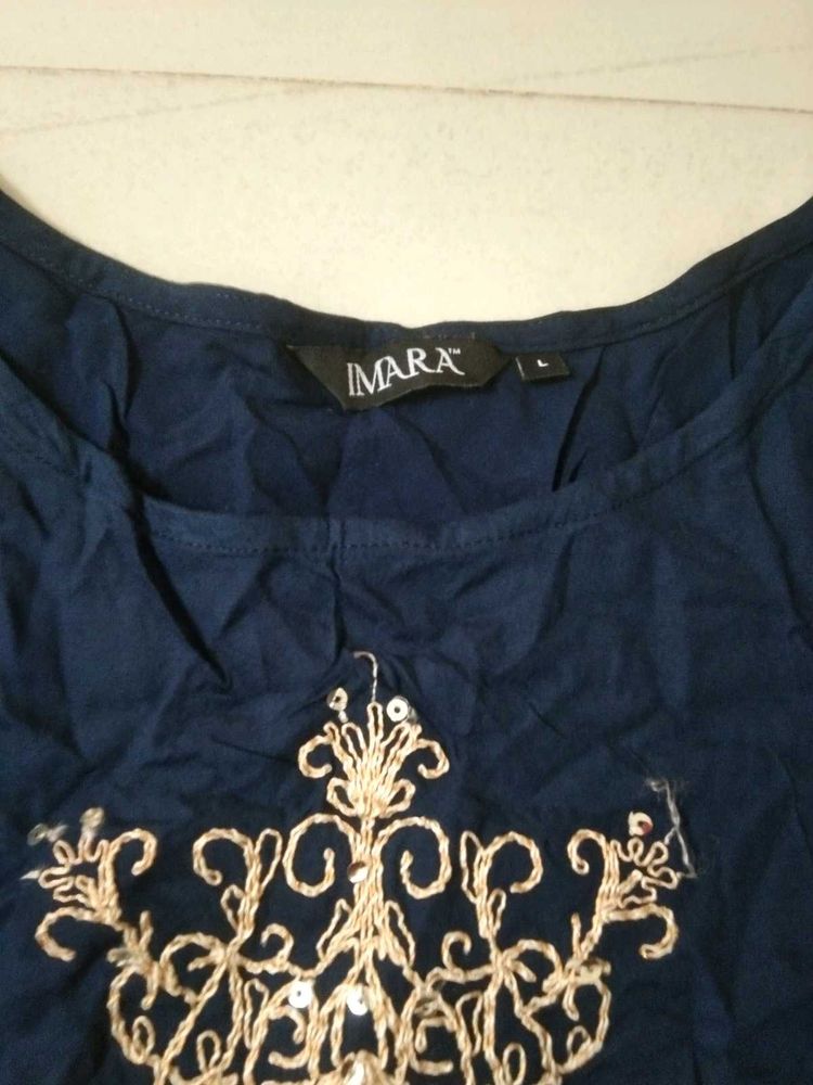 Stylish Navy Blue Embroidered Kurta