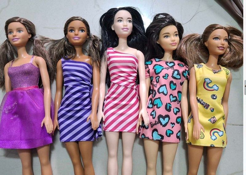 Set of 5 Barbie Doll Dresses