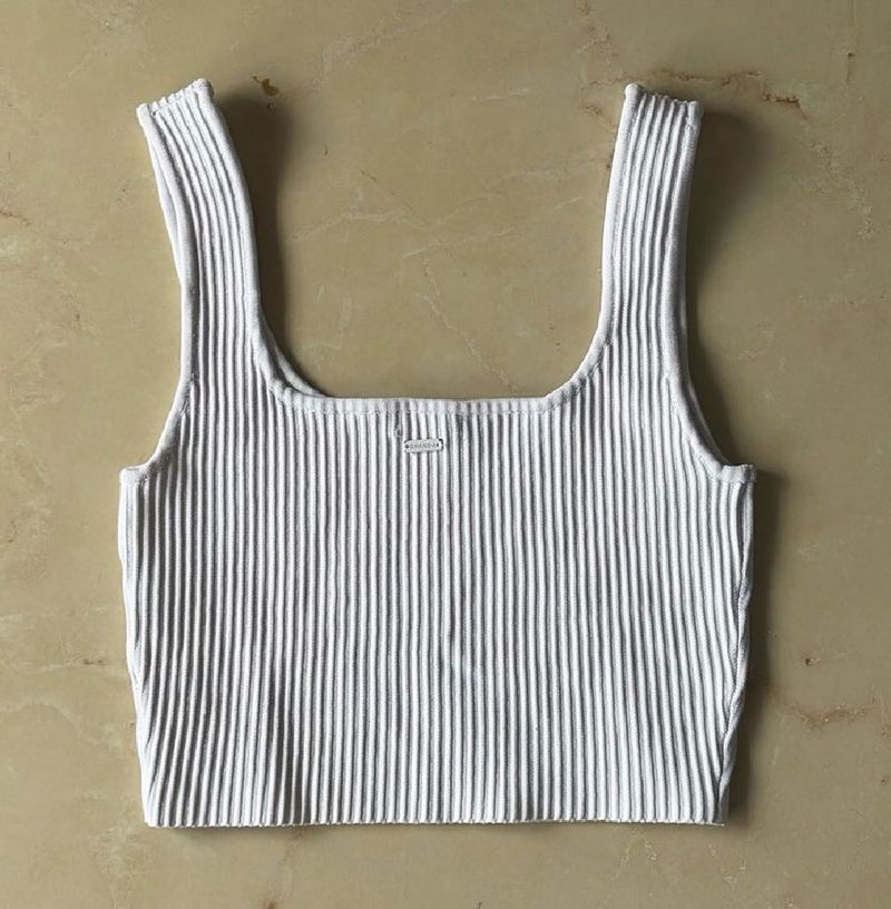 Ribbed Square Neck Crop Top
