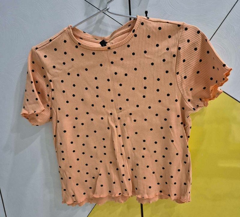 Polka Dot Ribbed Top