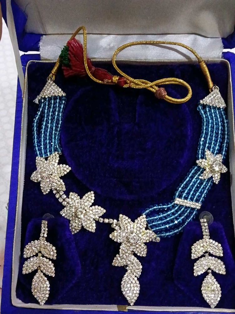 Stunning Blue Beaded Necklace &amp; Earring Set