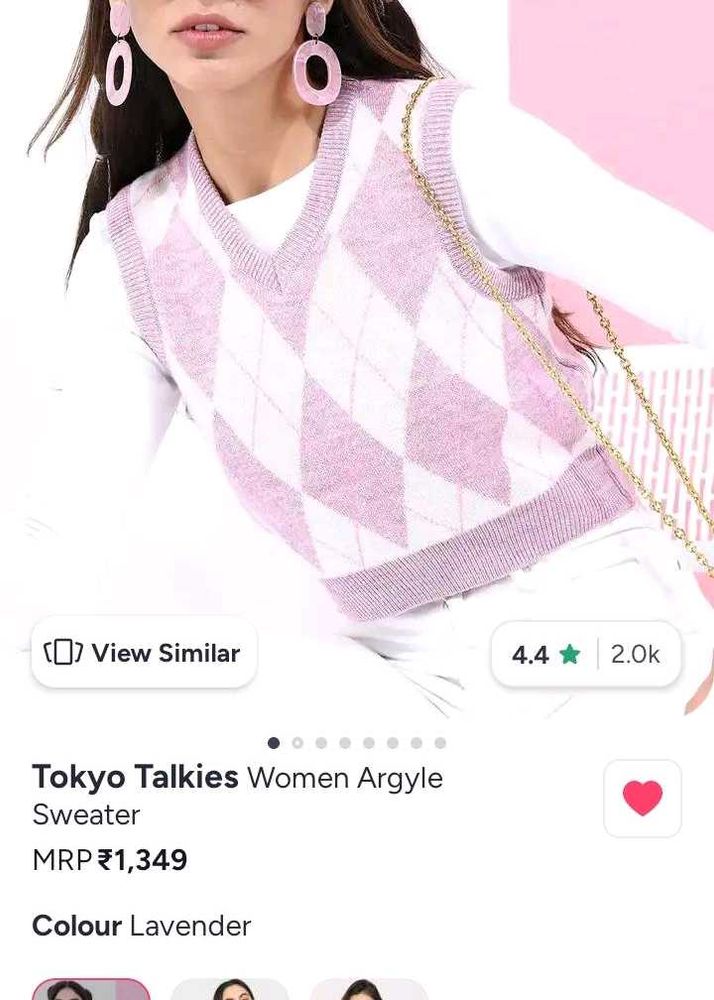 Tokyo Talkies Women Argyle vest  Sweater