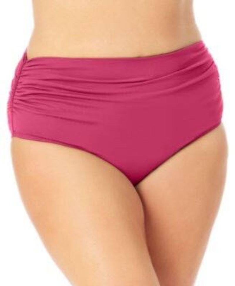 High-Waisted Ruched Swim Bottoms