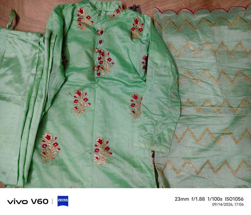 Light Green Embroidered Kurta Set and dupatta