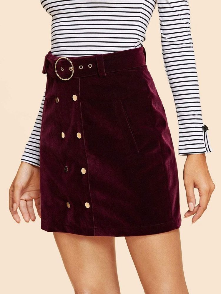 SHEIN maroon velvet mini skirt