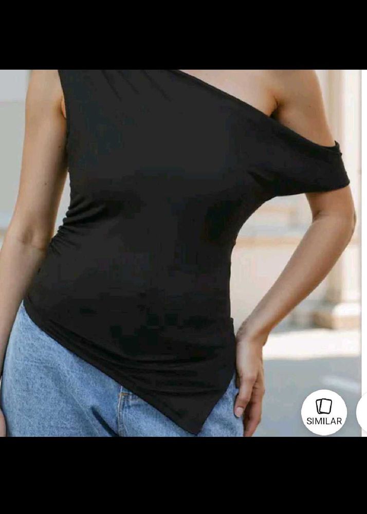 Black One-Shoulder Asymmetrical Top