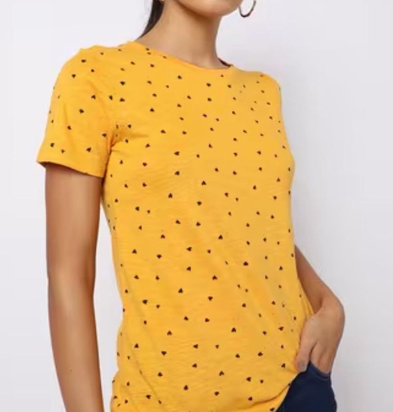 Yellow Heart Print Tee
