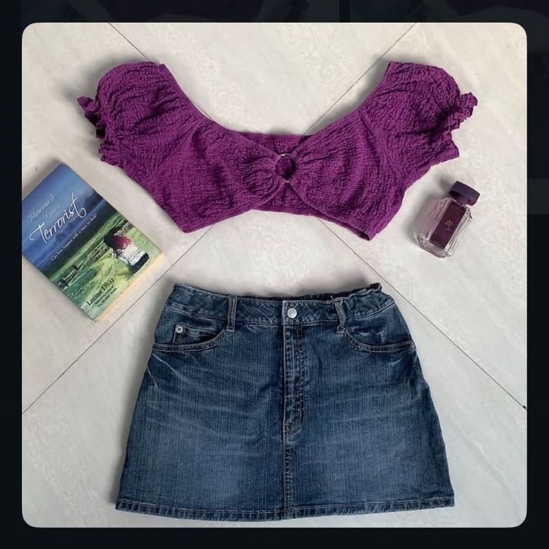 Purple Textured Crop Top⭐️