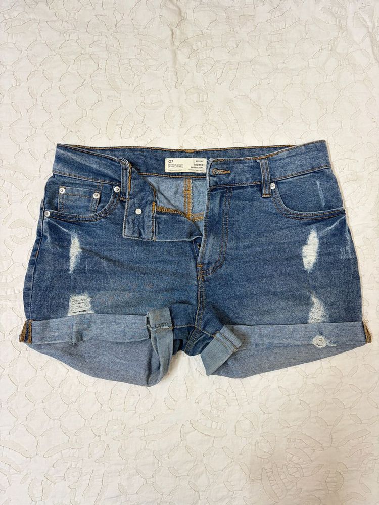Distressed Denim Shorts