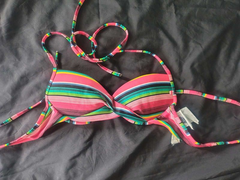 Colorful Striped Bikini Top