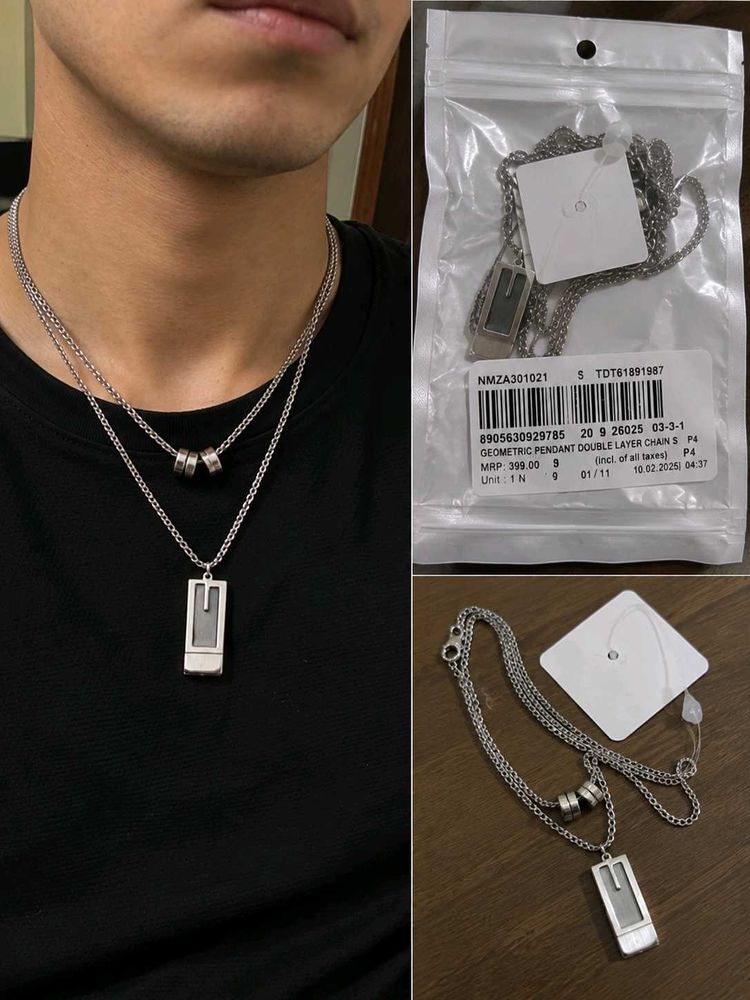 Double Layer Geometric Pendant Necklace PACK OF 6