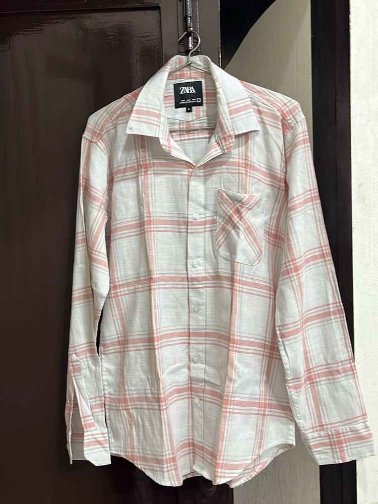 Zara Plaid Long Sleeve Shirt