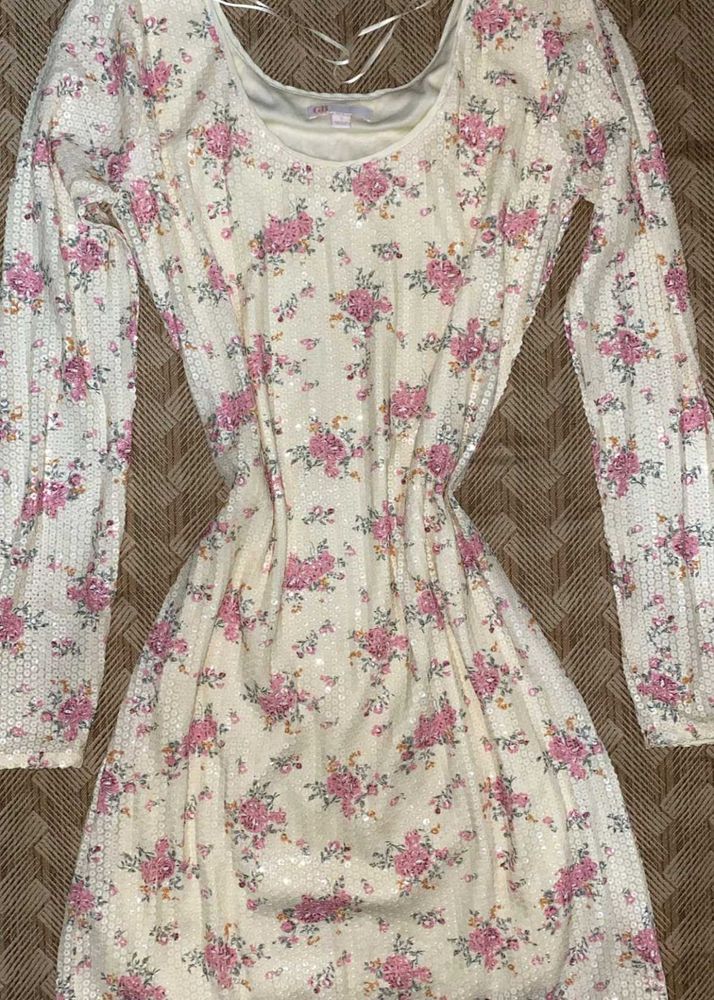 Floral Sequin Long Sleeve Dress