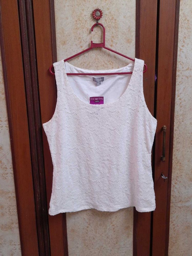 Off White Netted Top
