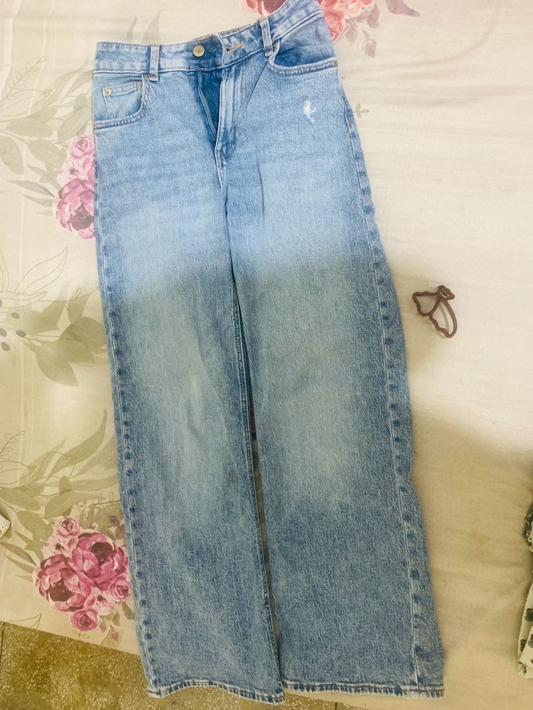 H&amp;M Light Wash Wide Leg Jeans