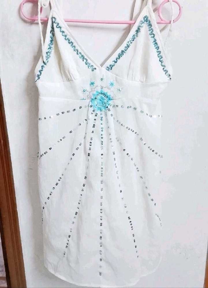 Sparkly White Camisole summer Top