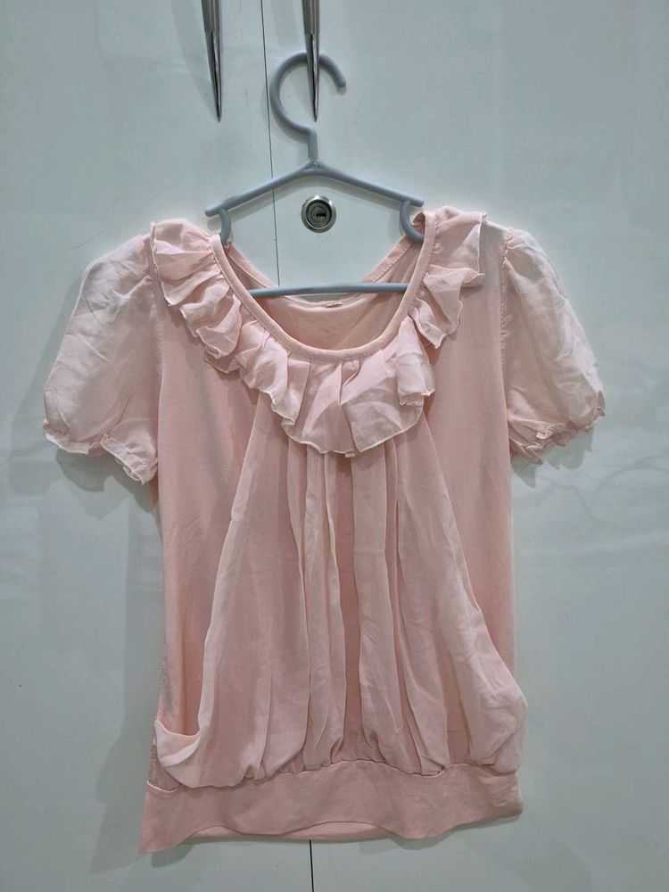 Peach Ruffle Top