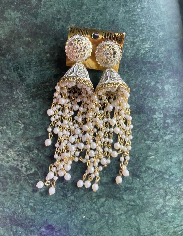Elegant Jhumka Earrings with Pearls