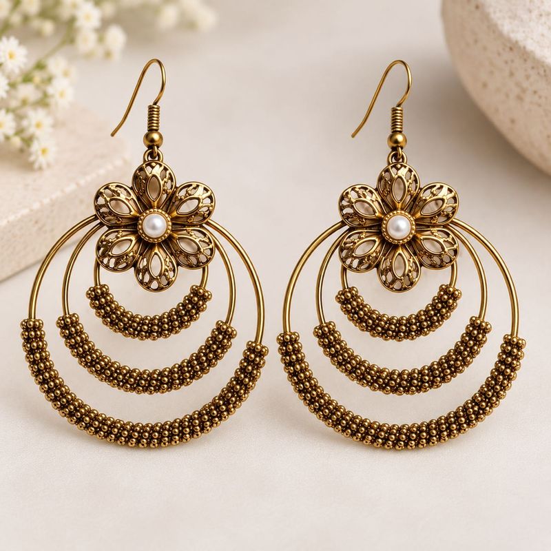 Elegant Gold Tone Jhumka Earrings
