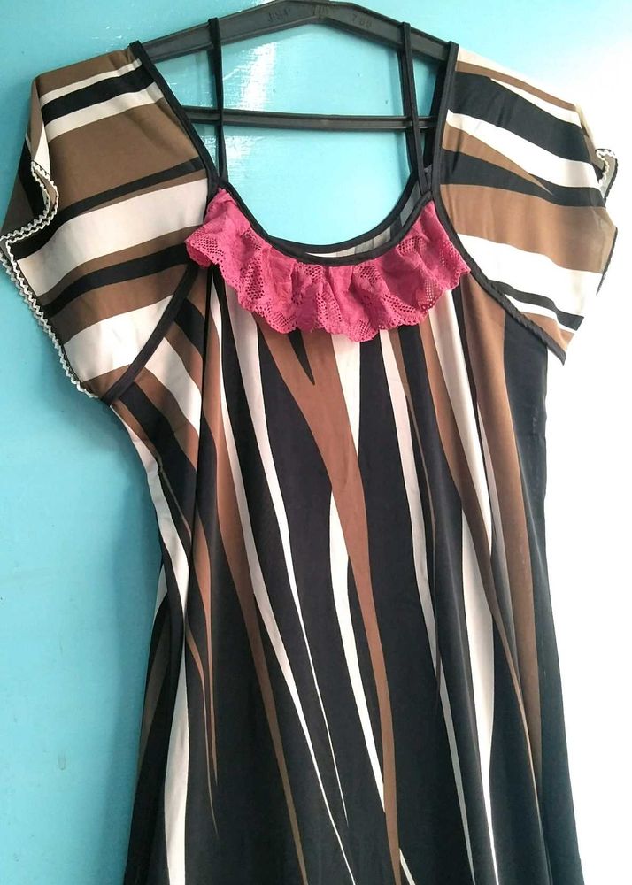 Striped Dress with Lace Detail