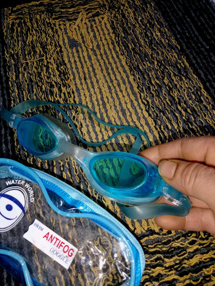 Blue Antifog Swim Goggles