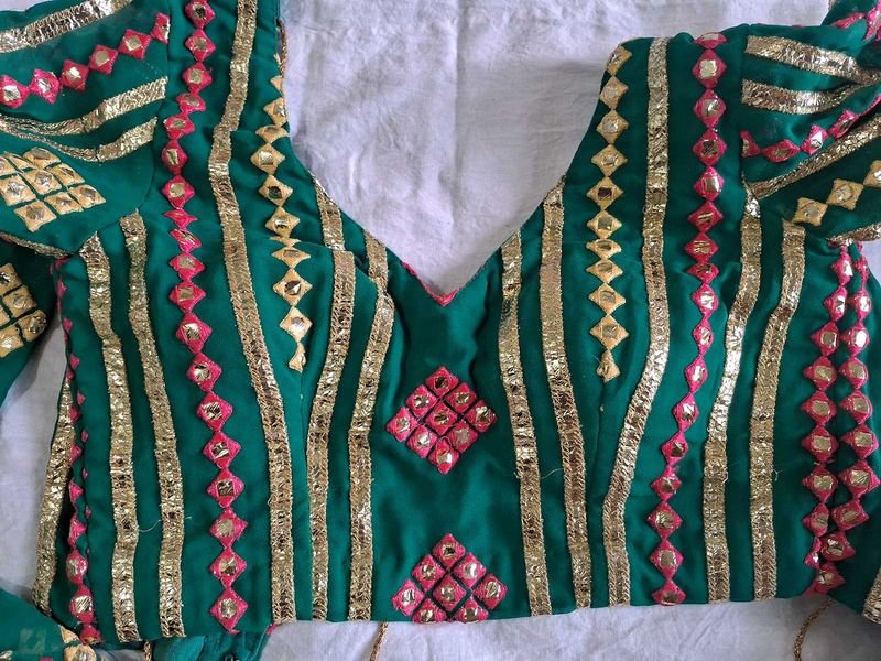 Emerald Green Embroidered Sari Blouse