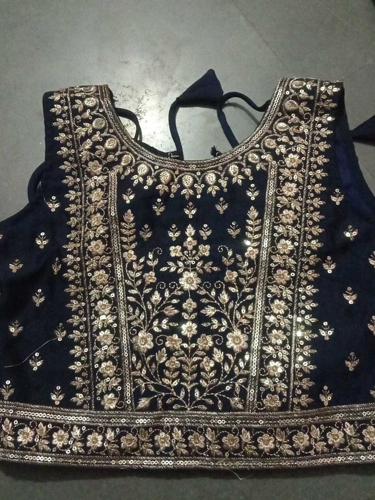Embroidered Velvet Blouse