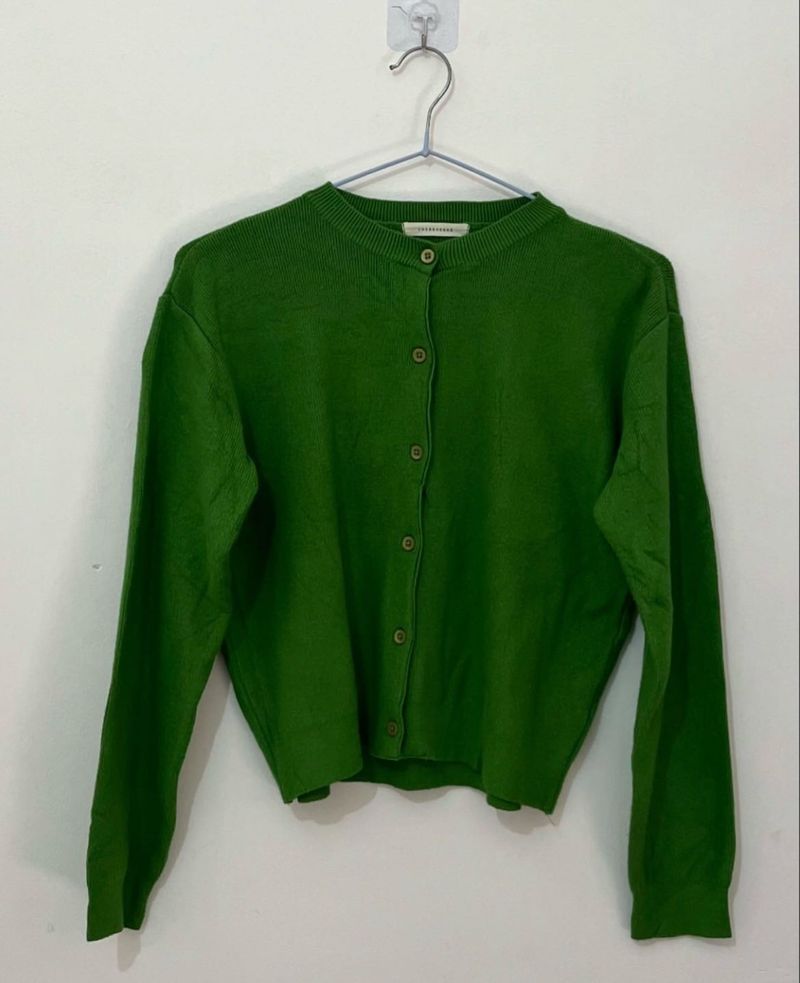 Green Button-Down Cardigan