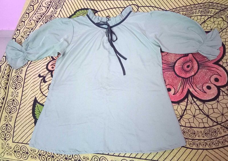 Light Green Ruffled Sleeve Top