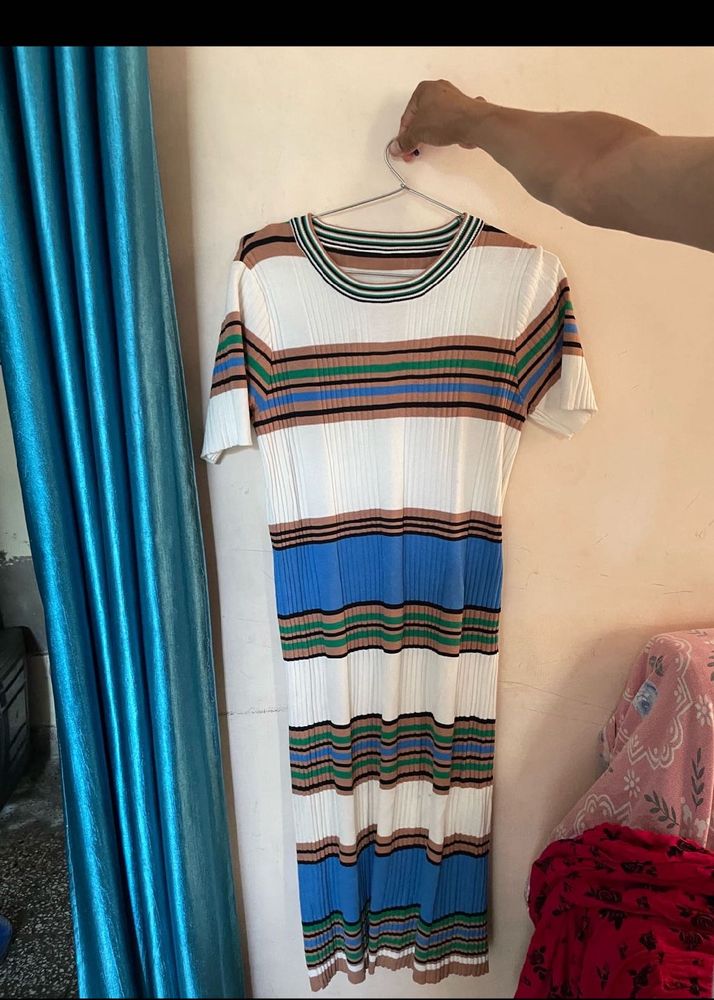 Striped Knit Midi Dress