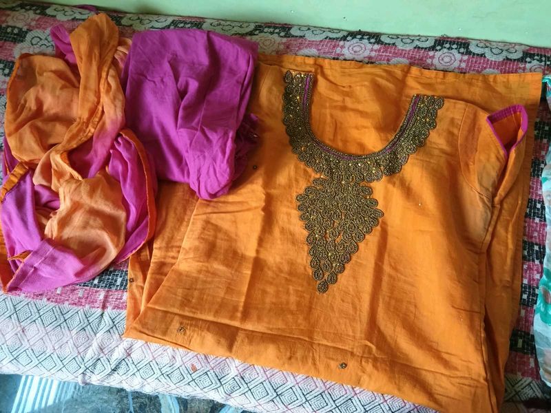 Orange Kurta Set with Dupatta
