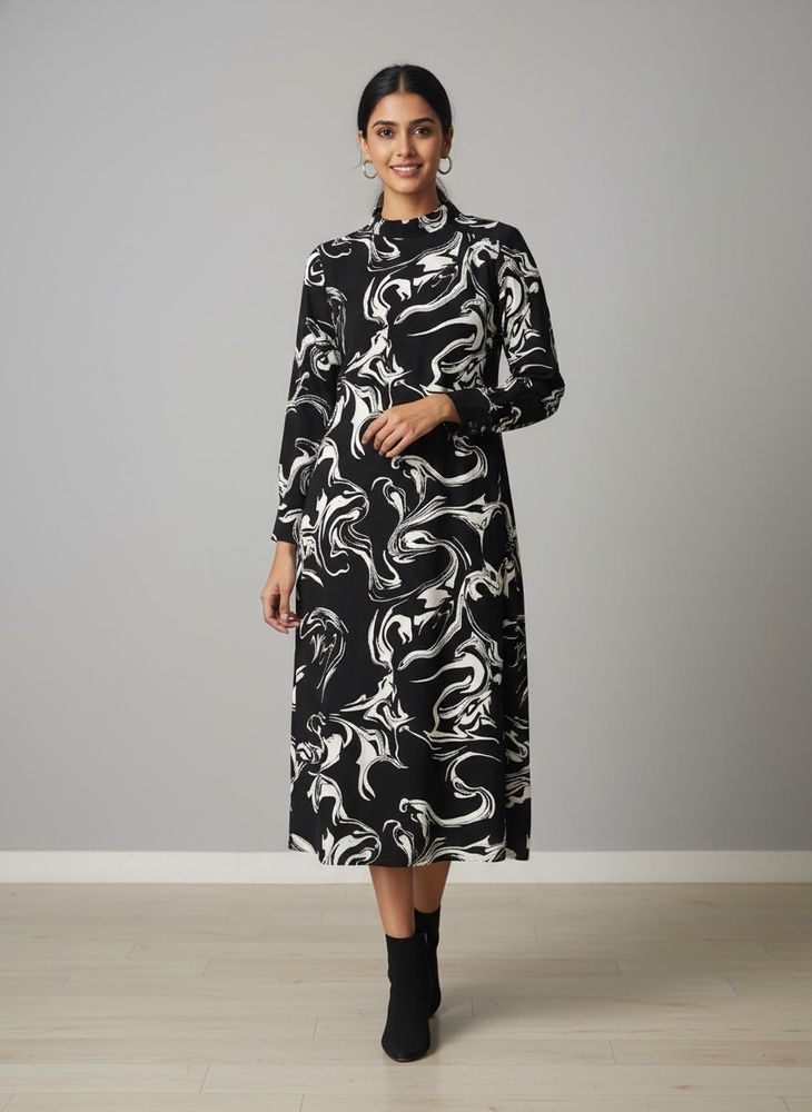 Black &amp; White Print Dress