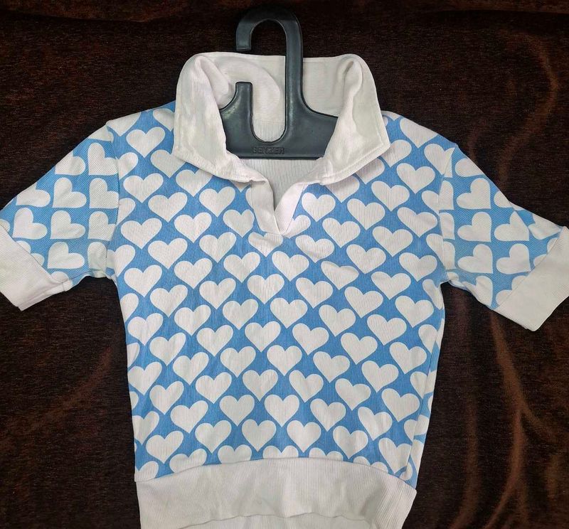 a cute blue heart crop top
