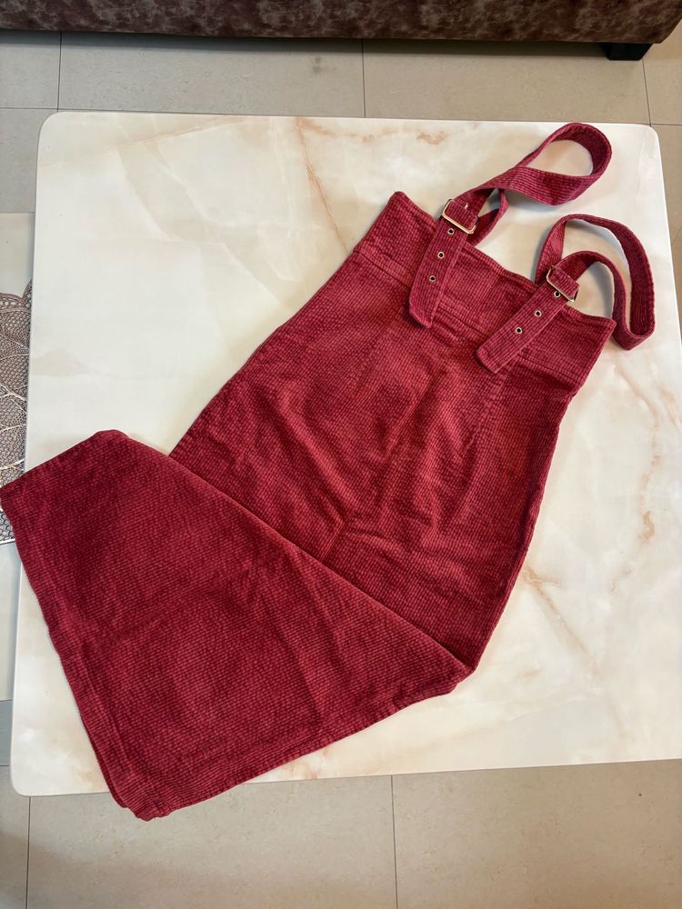 Pink Pinafore Midi Dress