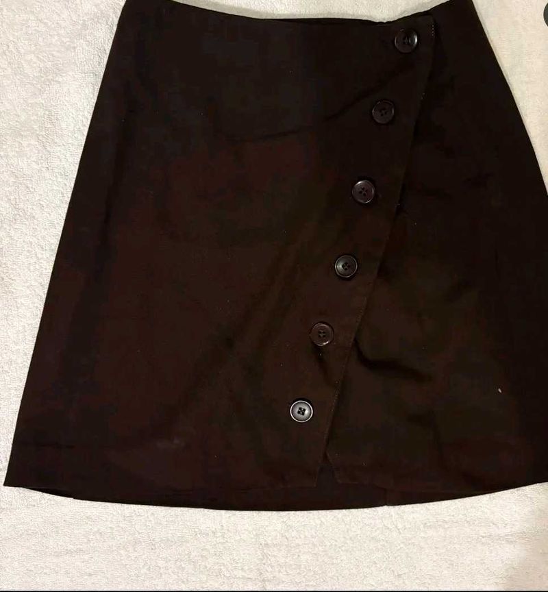 Brown Button Skirt