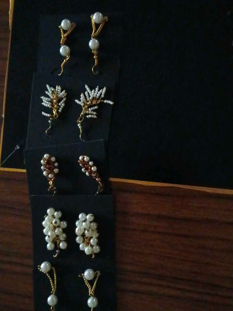 Assorted Pearl &amp; Gold Tone Earrings