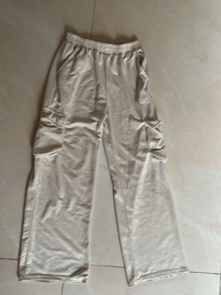 Beige Wide Leg  Pants