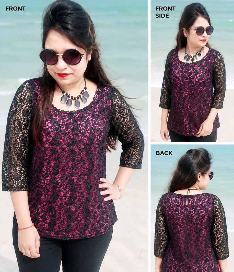 Chic Lace Top with Jewel Neckline