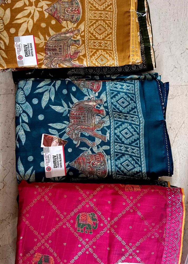 Beautiful Elephant Print Sarees