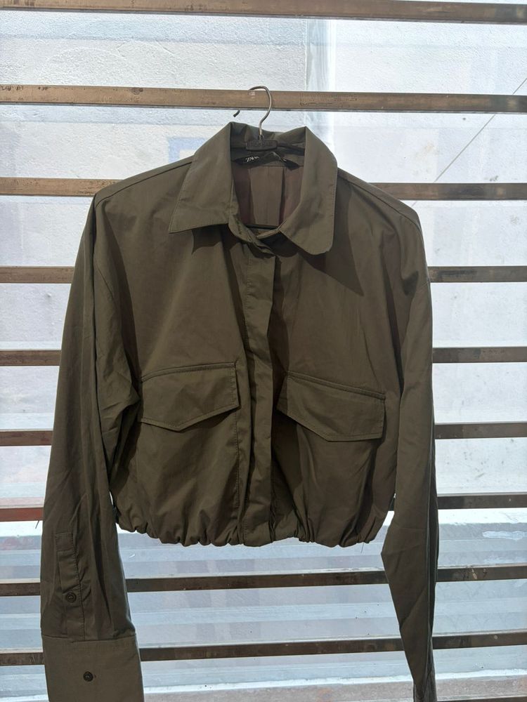 Zara originally Olive Cropped Utility Jacket