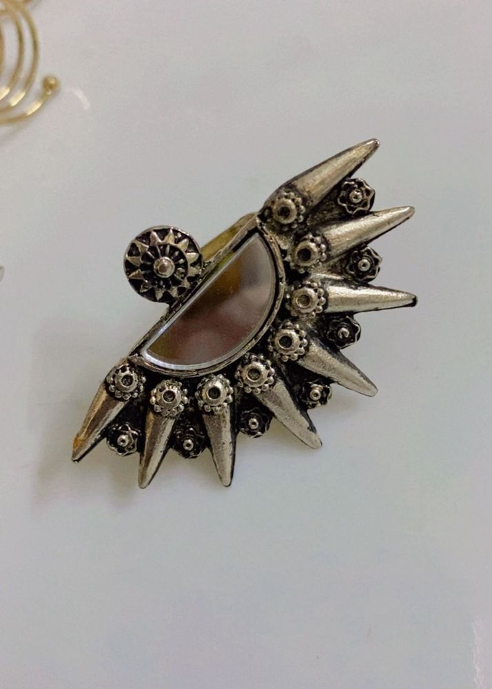 Boho Oxidized Ring with Mirror